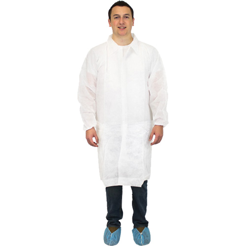 Lab Coat, Polypropylene, White, Large OCP Construction Supplies