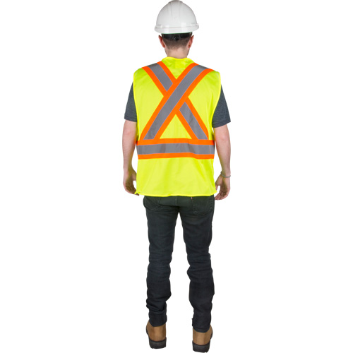 Traffic Safety Vest, High Visibility Lime-Yellow, 2X-Large, Polyester OCP Construction Supplies