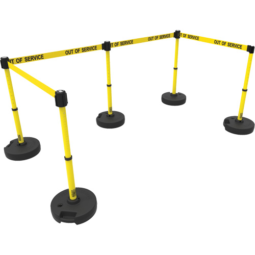 Ensemble de cinq montants pour barri&egrave;re PLUS, Plastique, 42" h, Ruban Jaune, Longueur du ruban 15' OCP Construction Supplies