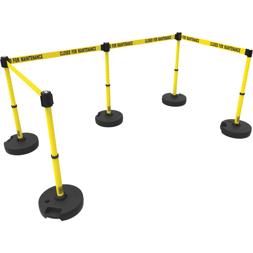 Ensemble de cinq montants pour barri&egrave;re PLUS, Plastique, 42" h, Ruban Jaune, Longueur du ruban 15' OCP Construction Supplies