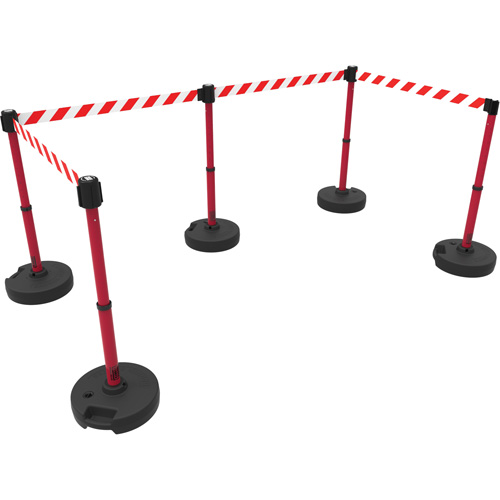Ensemble de cinq montants pour barri&egrave;re PLUS, Plastique, 42" h, Ruban Rouge, Longueur du ruban 15' OCP Construction Supplies