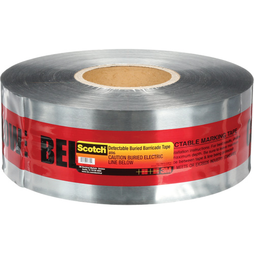 Scotch&reg; Detectable Buried Barricade Tape, English, 3" W x 1000' L, 5 mils, Black on Red OCP Construction Supplies