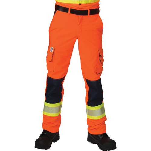 Pantalons cargo haute visibilit&eacute; antid&eacute;chirure, Polyester, 28, Orange haute visibilit&eacute; OCP Construction Supplies