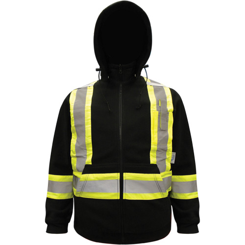 High-Visibility Hoodie, Polyester, Black, Small OCP Construction Supplies
