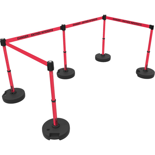 Ensemble de montants pour barri&egrave;re Plus, Plastique, 42" h, Ruban Rouge, Longueur du ruban 15' OCP Construction Supplies