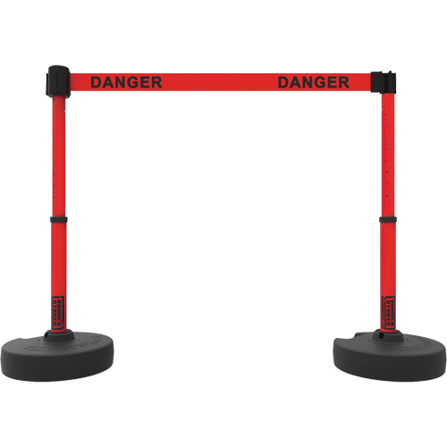 Ensemble de montants pour barri&egrave;re Plus, Plastique, 42" h, Ruban Rouge, Longueur du ruban 15' OCP Construction Supplies