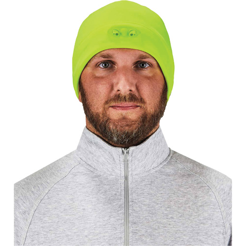 N-Ferno&reg; Skull Cap Beanie Hat with LED Lights, One Size, High-Visibility Lime Green OCP Construction Supplies