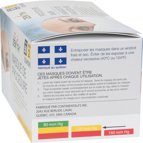 Masques d'intervention jetables, ASTM F2100 Niveau 2, Classe 1 OCP Construction Supplies