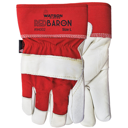 Red Baron Fitter's Gloves, Large, Grain Cowhide Palm, Sherpa Inner Lining OCP Construction Supplies