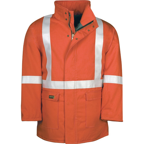 Parka dhiver &agrave; doublure matelass&eacute;e AllOut Westex UltraSoft avec bandes r&eacute;fl&eacute;chissantes, Petit, Orange haute visibilit&eacute;, 46 cal/cm² OCP Construction Supplies