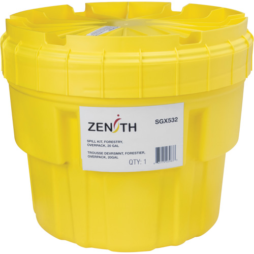 Trousse d'&eacute;quipement de lutte contre les d&eacute;versements, Huile seulement/Universel, Overpack, Absorbance de 20 gal. US OCP Construction Supplies