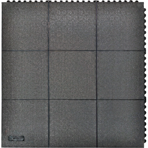 Tapis antifatigue &agrave; imbrication Cushion-Ease, Rugueux, 3' x 3' x 3/4", Noir, Caoutchouc naturel OCP Construction Supplies