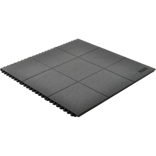 Tapis antifatigue &agrave; imbrication Cushion-Ease, Rugueux, 3' x 3' x 3/4", Noir, Caoutchouc naturel OCP Construction Supplies