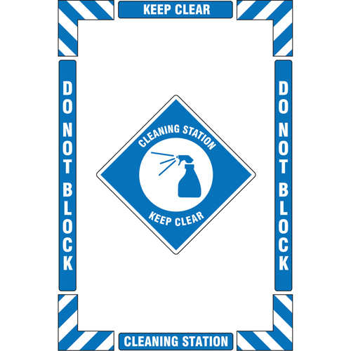 Trousse de marquage du sol ?Cleaning Station? (poste de nettoyage), Adh&eacute;sif, Anglais avec pictogramme OCP Construction Supplies