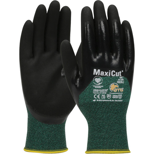 Gants r&eacute;sistants aux coupures dans un milieu de travail huileux ATG MaxiCut, Taille Grand, Calibre 15, Rev&ecirc;tement Nitrile, Enveloppe en Fil technique, ASTM ANSI niveau A2/EN 388 niveau 3/EN 388 niveau B OCP Construction Supplies