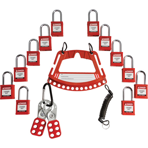 Lock & Tag Carrier with Keyed Different Nylon Safety Lockout Padlocks OCP Construction Supplies