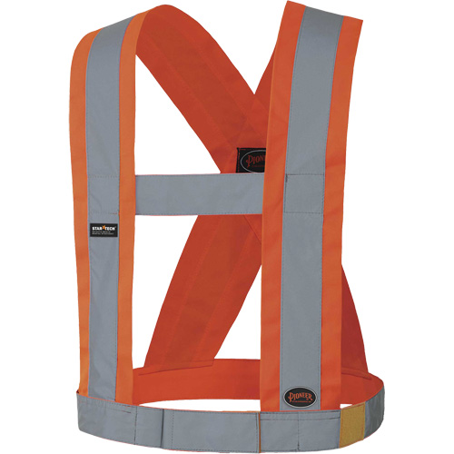 5490 4" Wide Adjustable Safety Sash, Meets/Exceeds CSA Z96 Class 2 - Level 2, High Visibility Orange, Silver Reflective Colour, One Size OCP Construction Supplies