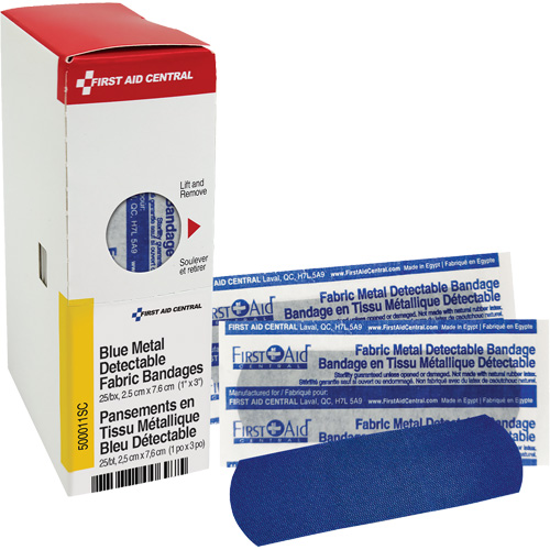 Fabric Blue Detectable Bandages, Rectangular/Square, 1", Fabric Metal Detectable, Sterile OCP Construction Supplies