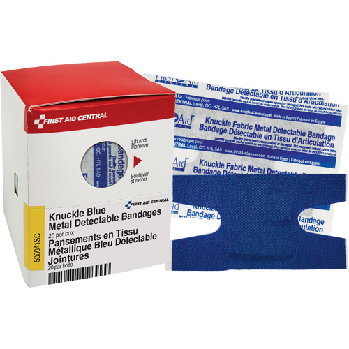 Knuckle Blue Detectable Bandages, Knuckle, Fabric Metal Detectable, Sterile OCP Construction Supplies