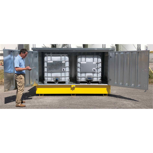 Steel Ultra-Twin IBC Hard Top, 123.4" L x 73.4" W x 66.4" H, 12250 lbs. Load Capacity OCP Construction Supplies