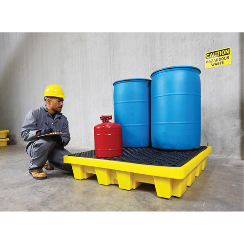 4-Drum Nestable Ultra-Spill Pallet&reg;, 66 US gal. Spill Capacity, 51" x 51" x 10" OCP Construction Supplies