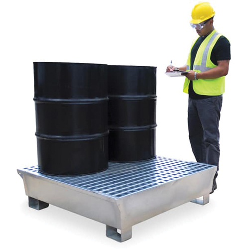 Ultra-Spill Pallet en acier, 4 barils, Capacit&eacute; de d&eacute;versement 68 gal. US, 49,1" x 47,1" x 10,9" OCP Construction Supplies