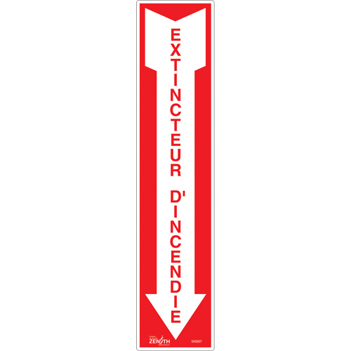 Enseigne  Extincteur d'incendie , 4" x 18", Vinyle, Français avec pictogramme OCP Construction Supplies