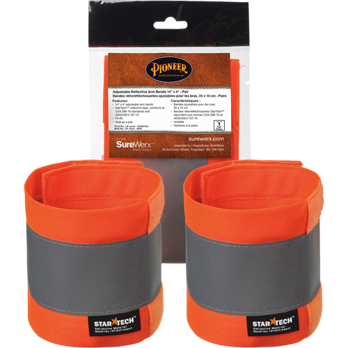 140A High-Visibility Orange Adjustable 14" X 4" Reflective Armband OCP Construction Supplies