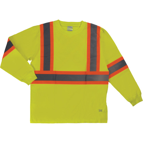 T-shirt de s&eacute;curit&eacute; &agrave; manches longues, Coton, T-petit, Jaune lime haute visibilit&eacute; OCP Construction Supplies