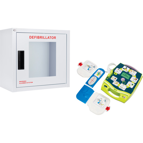 AED Plus&reg; Defibrillator & Wall Cabinet Kit, Semi-Automatic, English, Class 4 OCP Construction Supplies