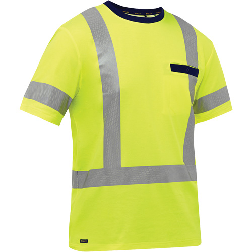 Chemise &agrave; manches courtes et X au dos Bisley, Poly-coton, Petit, Jaune lime haute visibilit&eacute; OCP Construction Supplies