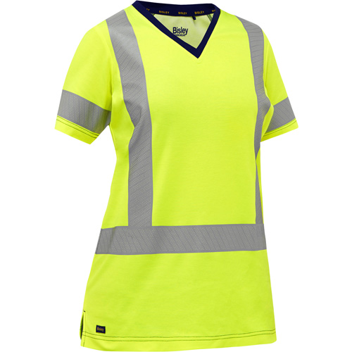 Chemise &agrave; manches courtes et X au dos Bisley pour femmes, Poly-coton, Petit, Jaune lime haute visibilit&eacute; OCP Construction Supplies