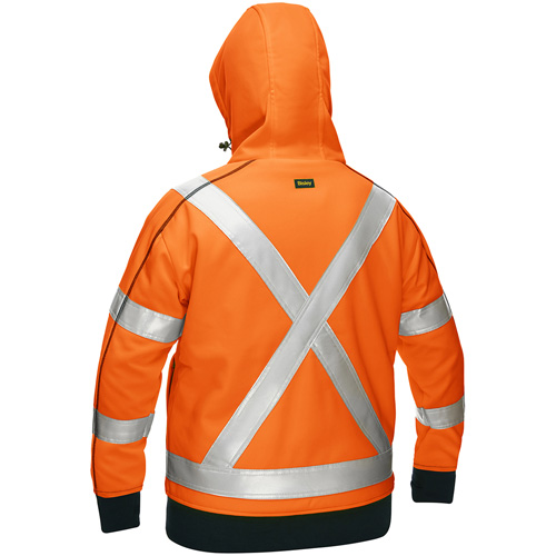 Bisley&reg; X-Back Women's Contoured Full Zip Hooded Sweatshirt with Sherpa Lining, 2X-Large, High Visibility Orange OCP Construction Supplies