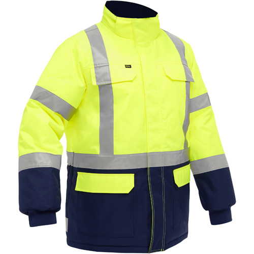 Bisley&reg; X-Back Extreme Cold Jacket with Navy Bottom, Polyester, High Visibility Lime-Yellow, 2X-Large OCP Construction Supplies