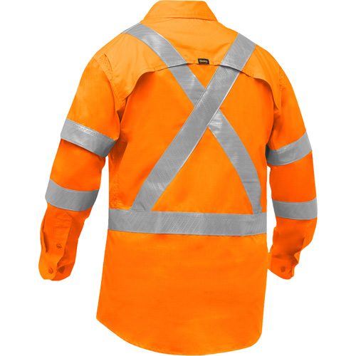 Chemise de travail &agrave; manches longues et X au dos Bisley avec X-Airflow pour femmes, Poly-coton, Petit, Orange haute visibilit&eacute; OCP Construction Supplies