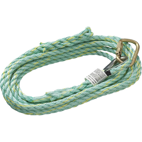 VL-1115-25 Vertical Lifeline Rope with Anchor End Carabiner & Trailing End Back Splice, Copolymer OCP Construction Supplies