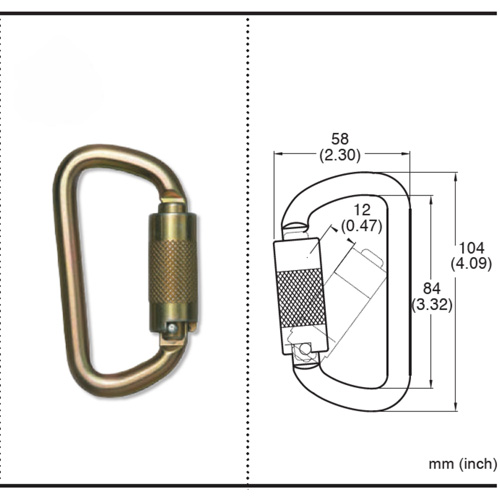 CP-03015-2 Zinc Plated Carabiner with 3/4" Gate Opening, Steel OCP Construction Supplies