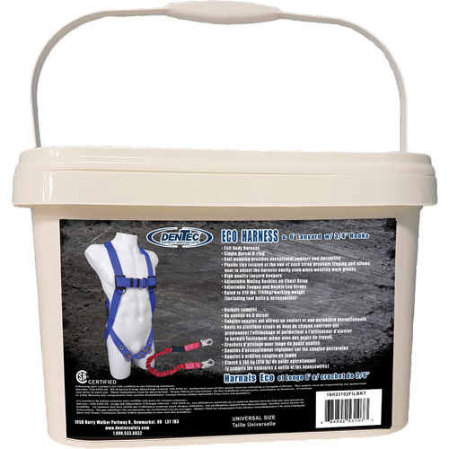 Harnais de s&eacute;curit&eacute; ECO et longe de 6' dans un seau, Certifi&eacute;e CSA, Classe A, Cap. 255 lb OCP Construction Supplies