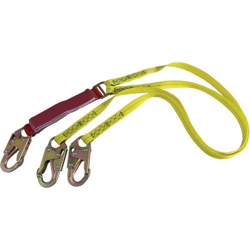 External Energy Absorber Lanyard with 3/4" Hooks, 6', Snap Hook Center, Snap Hook Leg Ends, Polyester OCP Construction Supplies