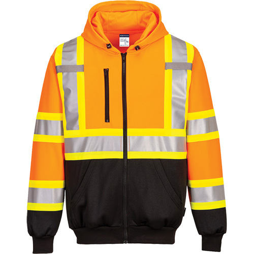 Contrast-Striped Safety Hoodie, Small, Black/High Visibility Orange OCP Construction Supplies