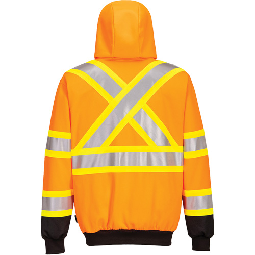 Contrast-Striped Safety Hoodie, Small, Black/High Visibility Orange OCP Construction Supplies