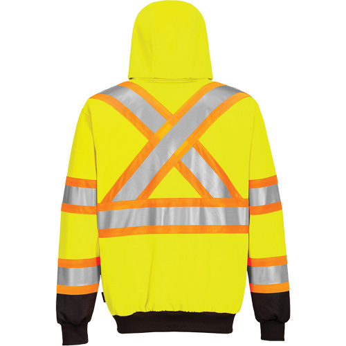 Contrast-Striped Safety Hoodie, Small, Black/High Visibility Lime-Yellow OCP Construction Supplies