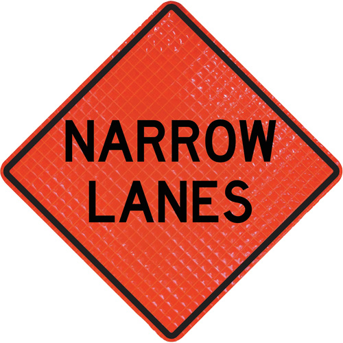 Quadra Flex Roll-Up Sign with Traffic Control Person Ahead Symbol OCP Construction Supplies