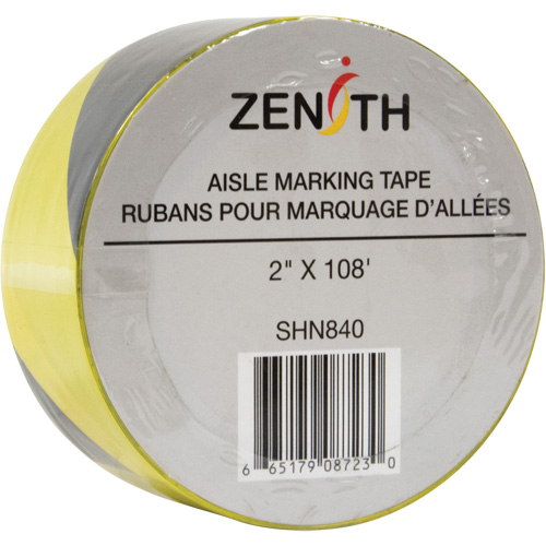 Aisle Marking Tape, 2" x 108', PVC, Black and Yellow OCP Construction Supplies