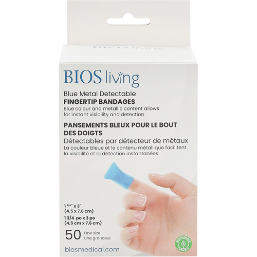 Bandages bleus, Bout de doigt, 3", Tissu d&eacute;tectable, St&eacute;rile OCP Construction Supplies