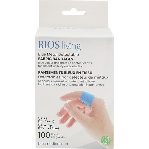 Bandages bleus, Rectangulaire/carr&eacute;e, 3", Tissu d&eacute;tectable, St&eacute;rile OCP Construction Supplies