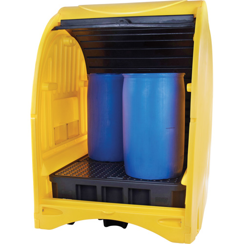 4-Drum Hard Cover Spill Pallet, 68.11" L x 61.61" W x 83.07" H, 1433 lbs. Load Capacity OCP Construction Supplies