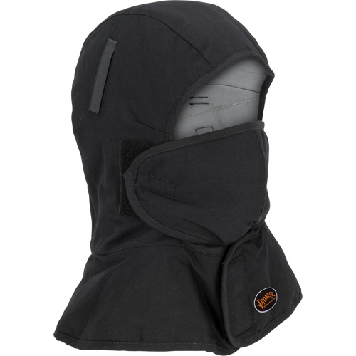 Pioneer 765A Flame-Resistant Quilted Hard Hat Liner with Long Neck & Detachable Mouthpiece, Black/Grey, Cotton/FR-Tech&reg;/Modacrylic/Nylon OCP Construction Supplies