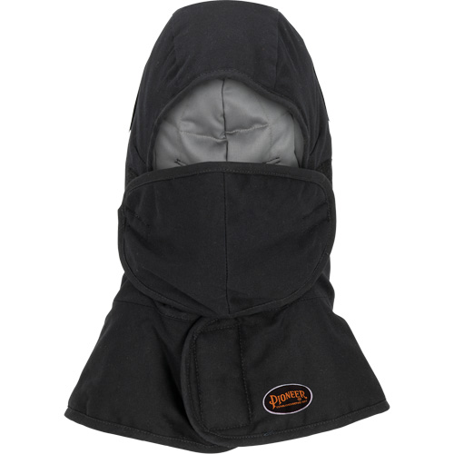Pioneer 765A Flame-Resistant Quilted Hard Hat Liner with Long Neck & Detachable Mouthpiece, Black/Grey, Cotton/FR-Tech&reg;/Modacrylic/Nylon OCP Construction Supplies