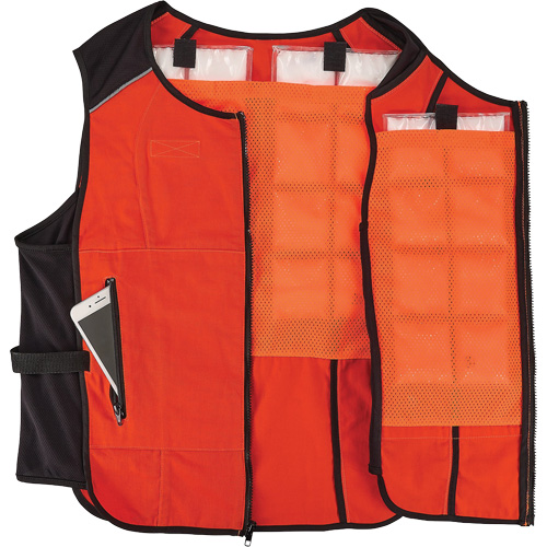 Chill-Its 6260 Lightweight Phase Change Cooling Vest with Rechargeable Packs, 2X-Large/3X-Large, Orange OCP Construction Supplies